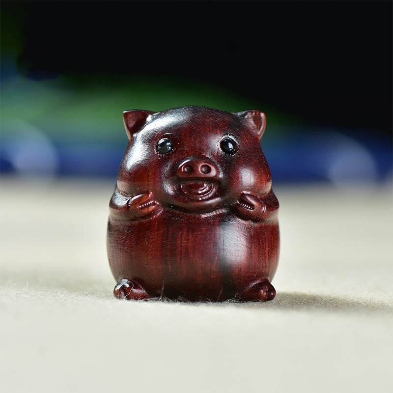 Buddha Stones Green Sandalwood Small Leaf Red Sandalwood Cute Pig Animals Positive Decoration