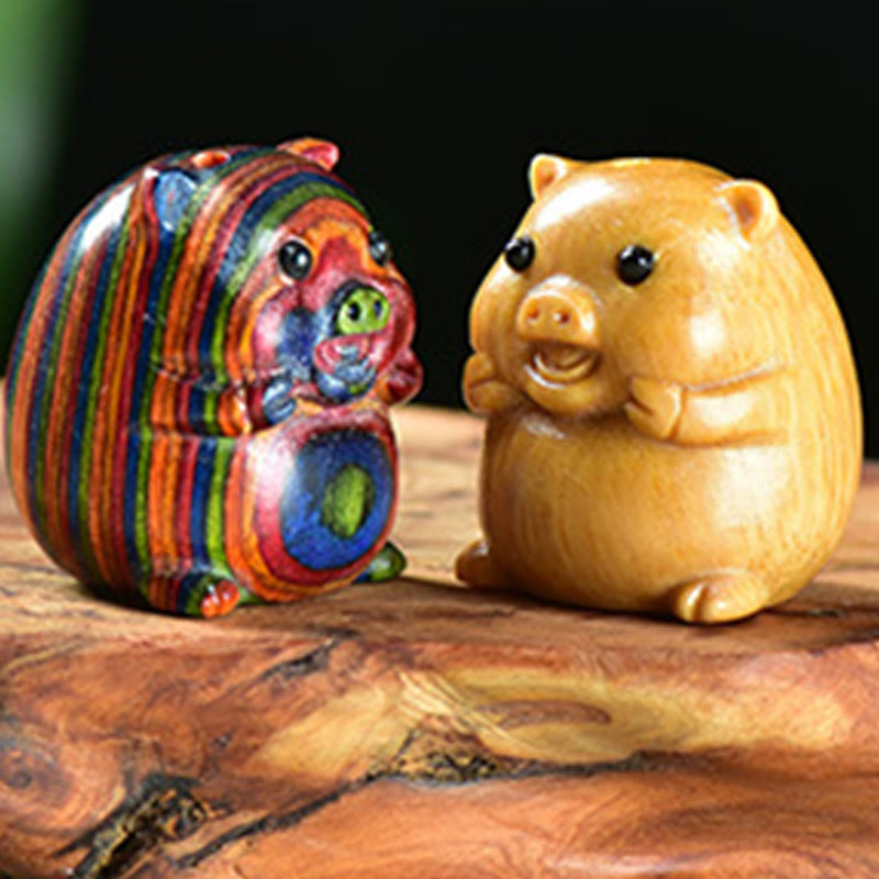 Buddha Stones Green Sandalwood Small Leaf Red Sandalwood Cute Pig Animals Positive Decoration