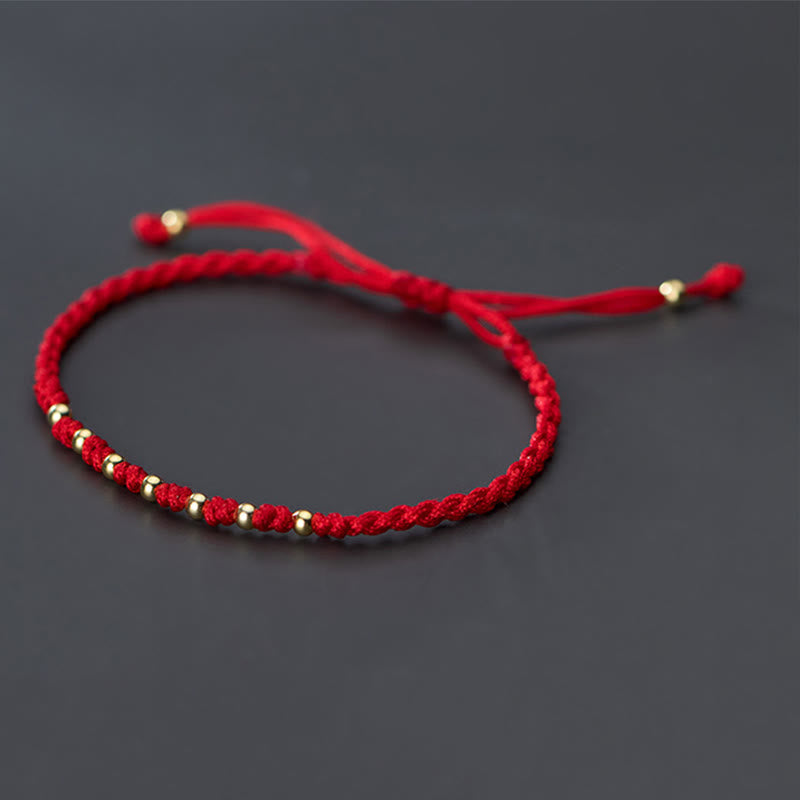 Buddha Stones 925 Sterling Silver Plated Gold Beads Red String Braided Protection Bracelet