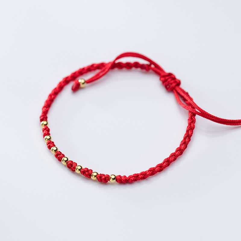 Buddha Stones 925 Sterling Silver Plated Gold Beads Red String Braided Protection Bracelet