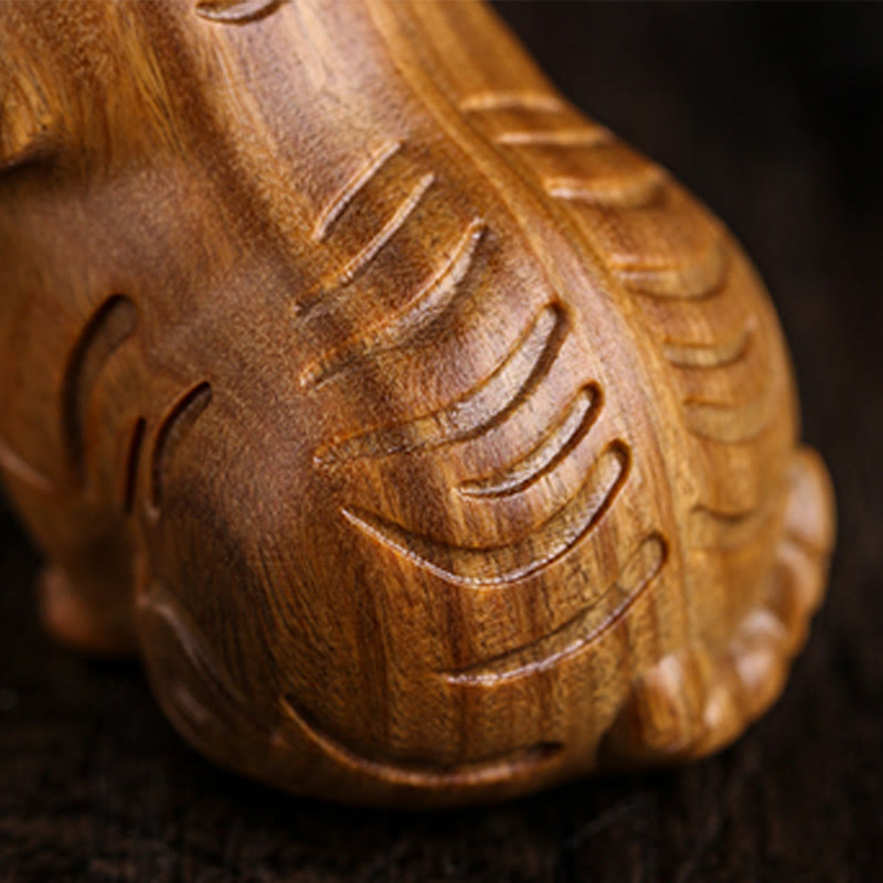 Buddha Stones Green Sandalwood Cute Tiger Animals Positive Decoration