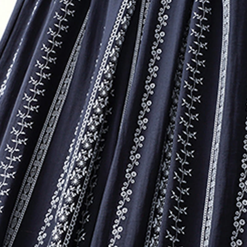 Buddha Stones Casual Vertical Printing Cotton Linen Women's Wide Leg Pants With Pockets