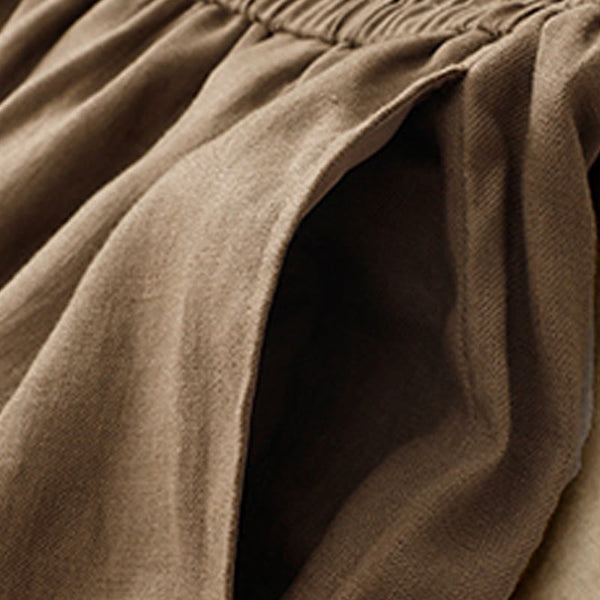 Buddha Stones Summer Plain Women's Cotton Linen Harem Pants With Pockets