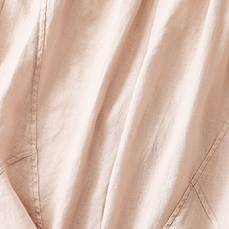 Buddha Stones Casual Plain Cropped Pants Women's Cotton Linen Harem Pants With Pockets