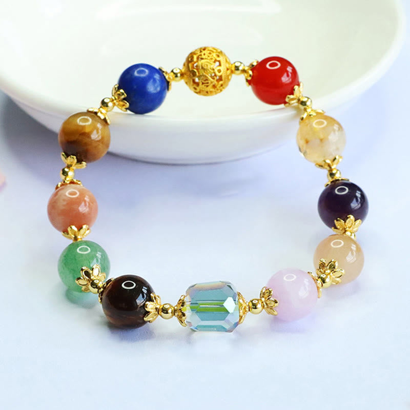 Buddha Stones Natural Dunhuang Colorful Beads Amethyst Lazurite Balance Bracelet
