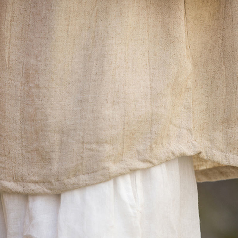 Buddha Stones Summer Tie-dye Buttons Linen Sleeveless Women's Vest