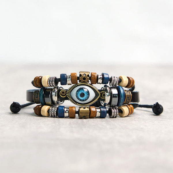 FREE Today: Protection and Blessing Evil Eye Leather Adjustable Bracelet