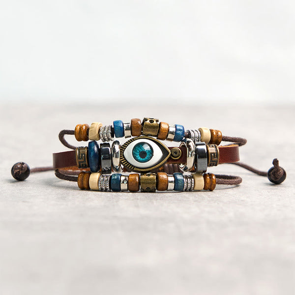 FREE Today: Protection and Blessing Evil Eye Leather Adjustable Bracelet