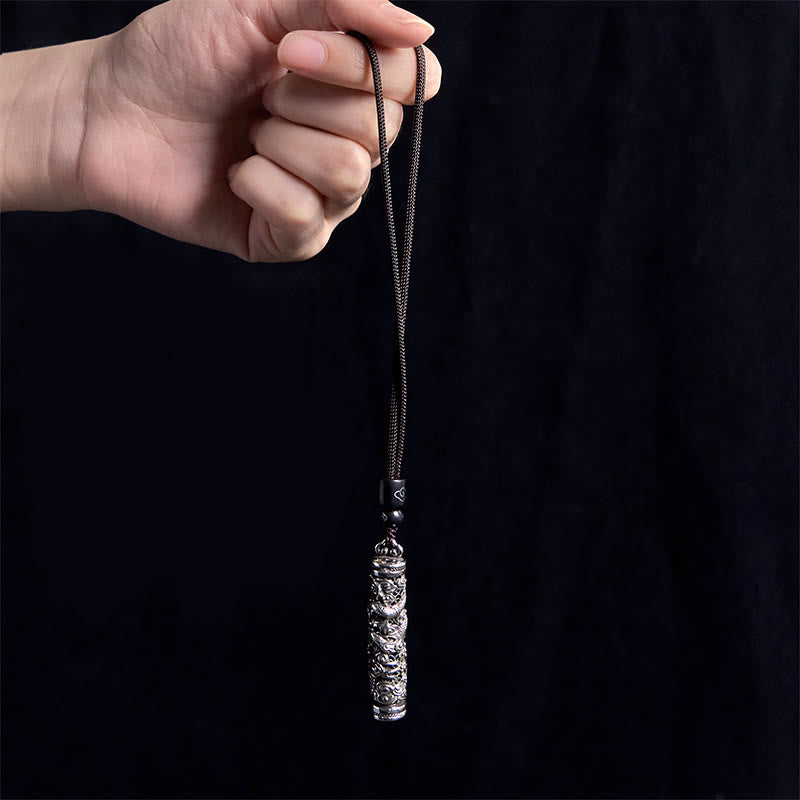 Buddha Stones Copper Fu Character Dragon Pattern Balance Pendant Necklace