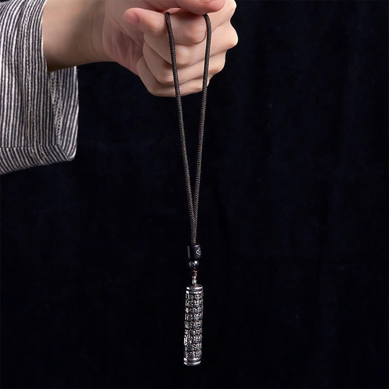 Buddha Stones Copper Fu Character Dragon Pattern Balance Pendant Necklace