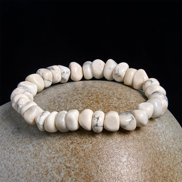 Buddha Stones White Turquoise Irregular Blocks Courage Bracelet