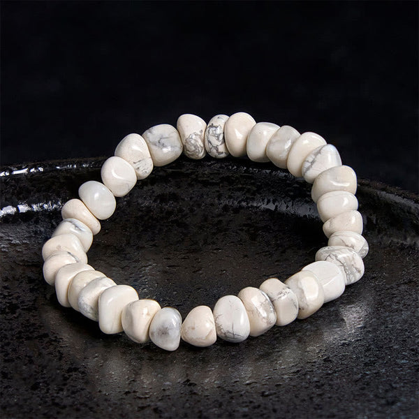 Buddha Stones White Turquoise Irregular Blocks Courage Bracelet