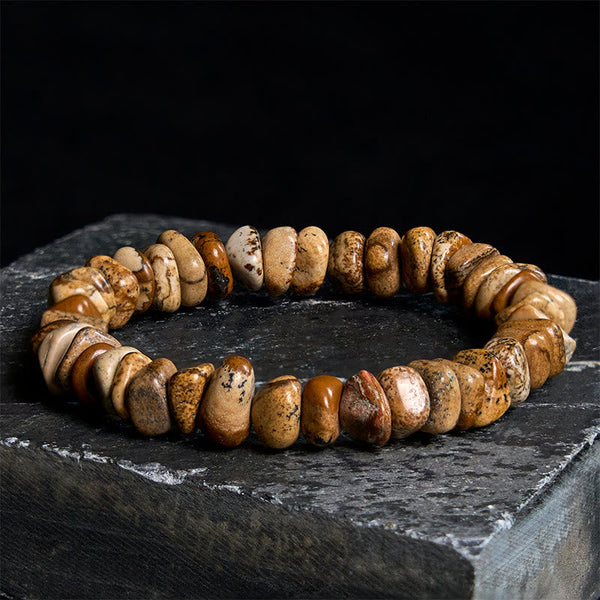 Buddha Stones Picture Jasper Irregular Blocks Balance Bracelet