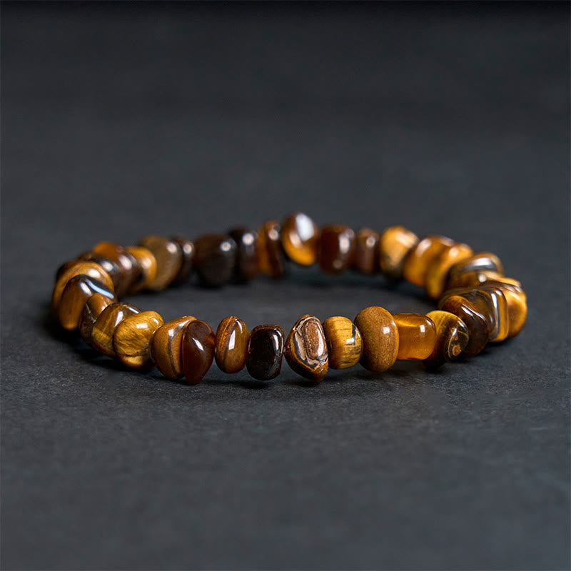 Buddha Stones Tiger Eye Irregular Blocks Courage Bracelet