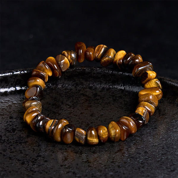 Buddha Stones Tiger Eye Irregular Blocks Courage Bracelet