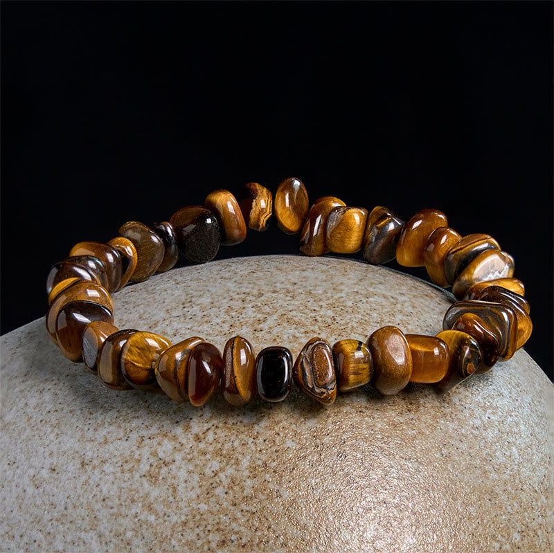 Buddha Stones Tiger Eye Irregular Blocks Courage Bracelet