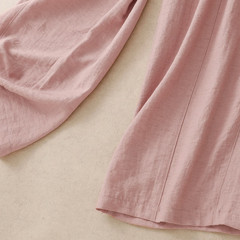 Buddha Stones Summer Drawstring Design Women's Wide Leg Pants With Pockets