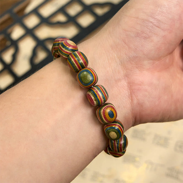 Buddha Stones Colorful Rainbow Eucalyptus Gourd Positive Bracelet