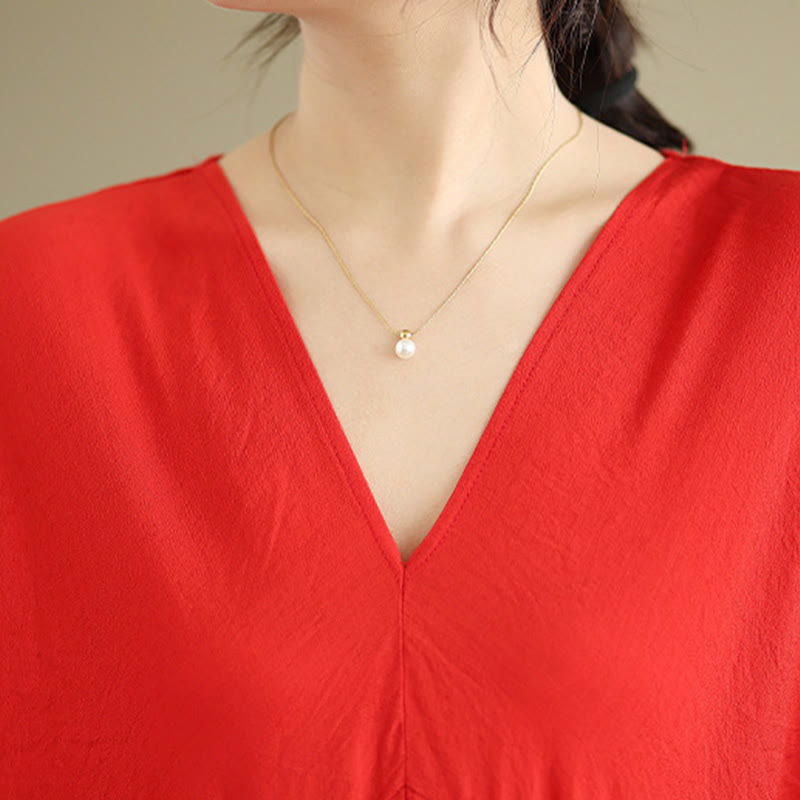 Buddha Stones Fall Casual V-Neck Long Sleeve Cotton Maxi Dress