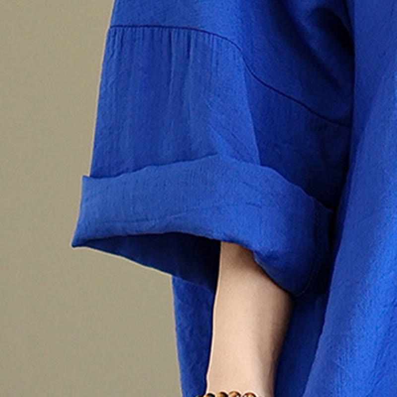 Buddha Stones Fall Casual V-Neck Long Sleeve Cotton Maxi Dress