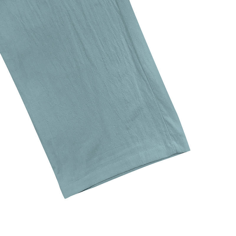 Buddha Stones Casual Plain Color Buttons Men's Cotton Pants With Pockets