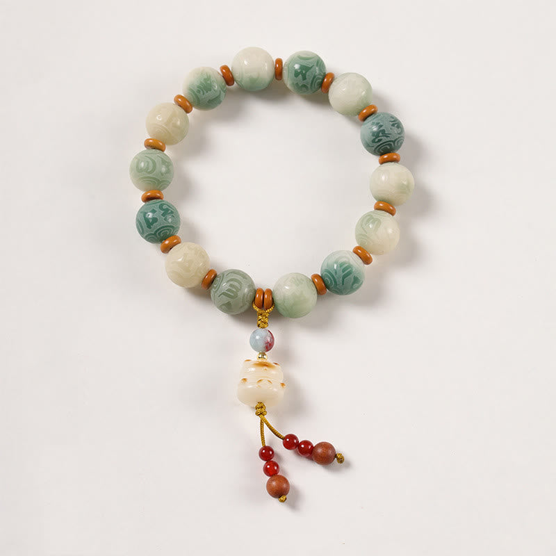 Buddha Stones Gradient Bodhi Seed Om Mani Padme Hum Carved Zakiram Peace Bracelet