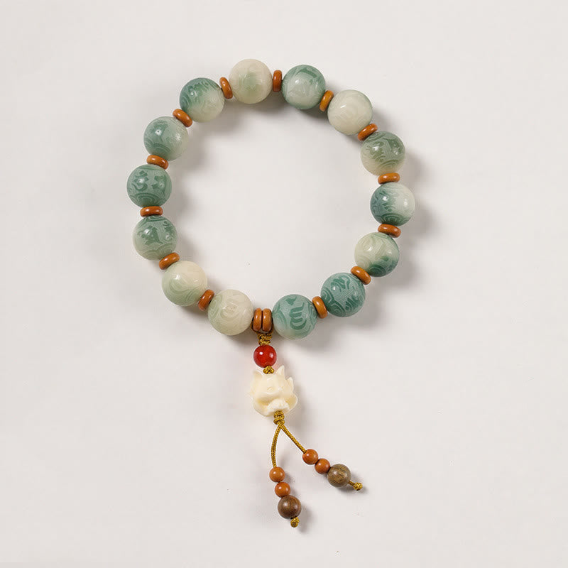 Buddha Stones Gradient Bodhi Seed Om Mani Padme Hum Carved Zakiram Peace Bracelet