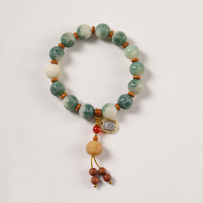 Buddha Stones Gradient Bodhi Seed Om Mani Padme Hum Carved Zakiram Peace Bracelet