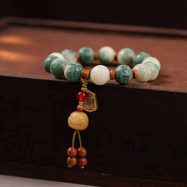 Buddha Stones Gradient Bodhi Seed Om Mani Padme Hum Carved Zakiram Peace Bracelet