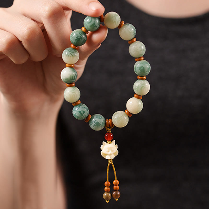 Buddha Stones Gradient Bodhi Seed Om Mani Padme Hum Carved Zakiram Peace Bracelet