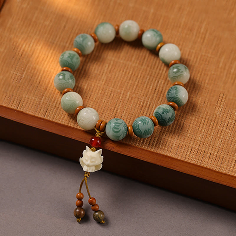 Buddha Stones Gradient Bodhi Seed Om Mani Padme Hum Carved Zakiram Peace Bracelet