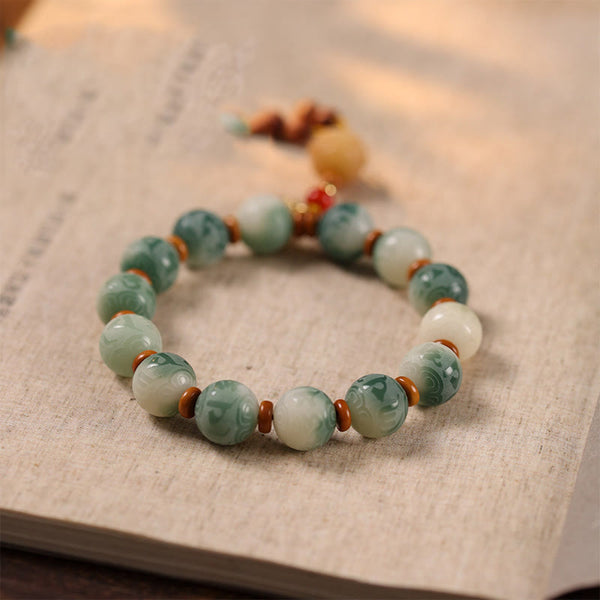 Buddha Stones Gradient Bodhi Seed Om Mani Padme Hum Carved Zakiram Peace Bracelet