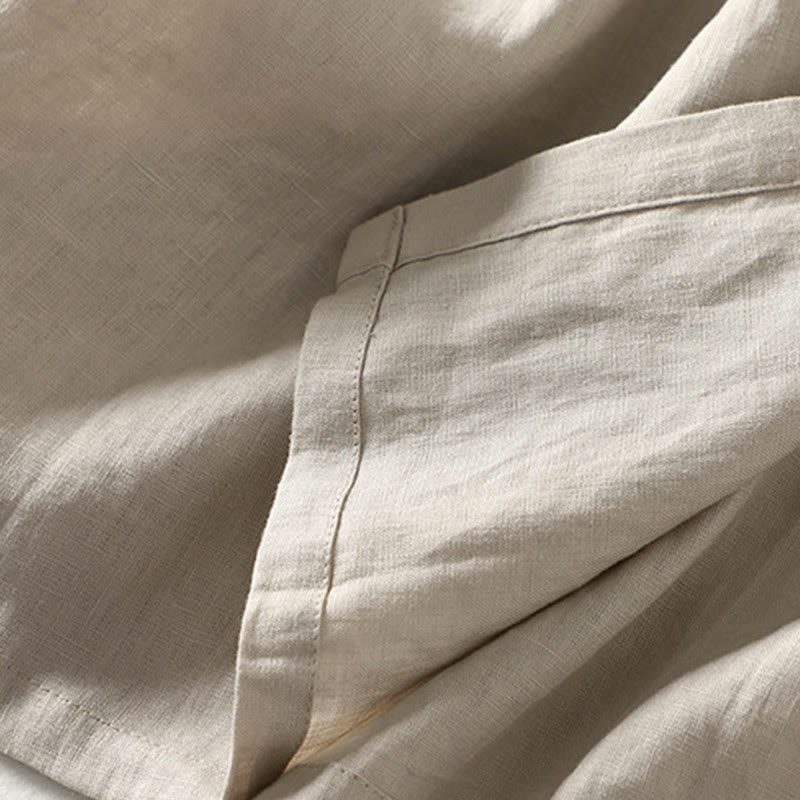 Buddha Stones Casual Vintage Buttons Design Women's Cotton Linen Coat With Pockets