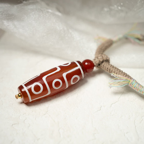 Buddha Stones Natural Red Agate Nine-eye Dzi Bead Power Rope Bracelet