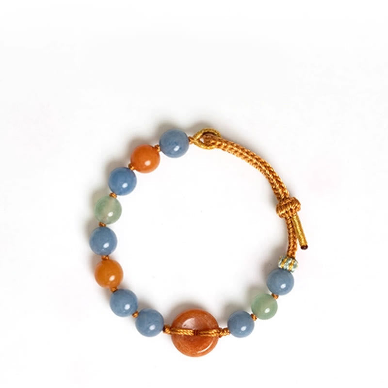 Buddha Stones Colored Aventurine Peace Buckle Cure Bracelet