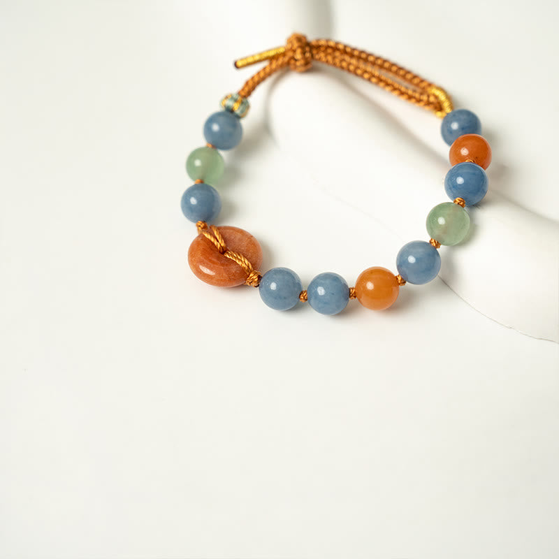 Buddha Stones Colored Aventurine Peace Buckle Cure Bracelet