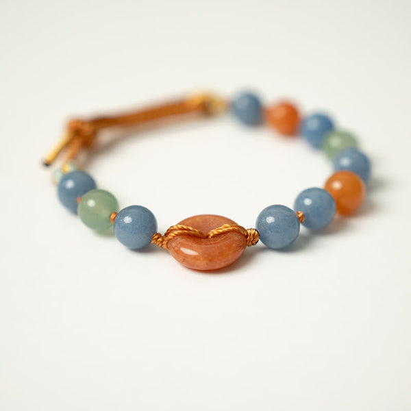 Buddha Stones Colored Aventurine Peace Buckle Cure Bracelet