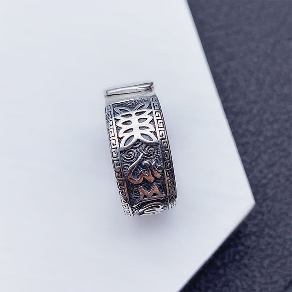 Buddha Stones Om Mani Padme Hum Copper Adjustable Wealth Ring