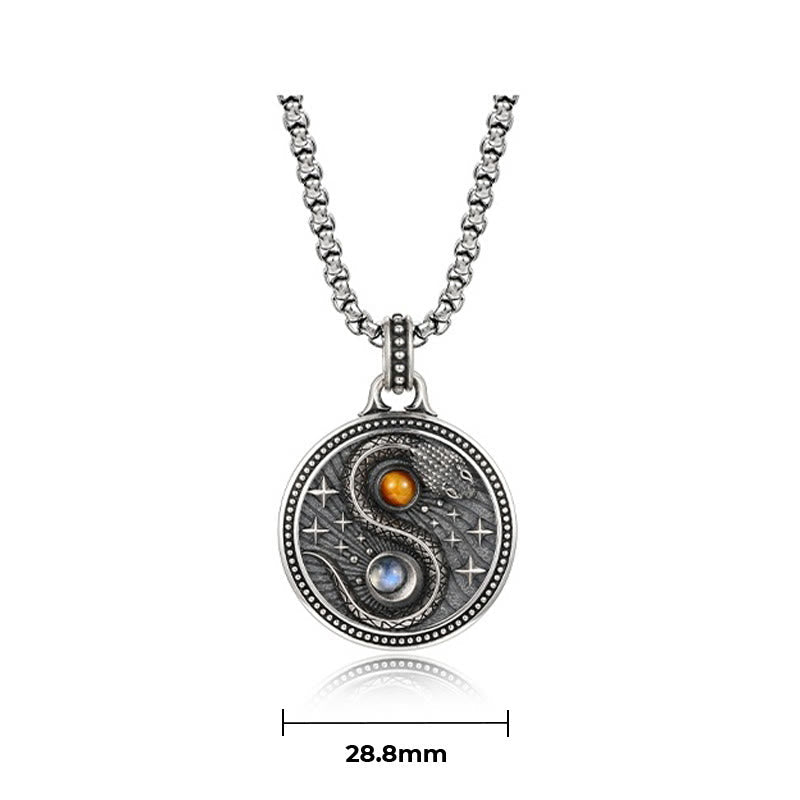 Buddha Stones Snack Yin Yang Symbol Copper Wealth Necklace Pendant