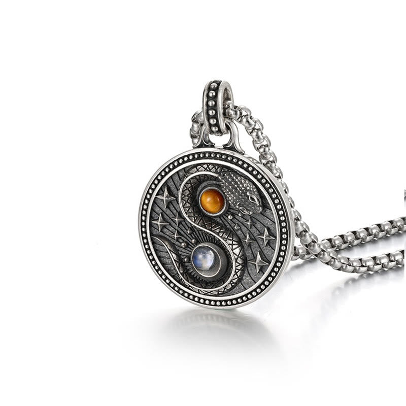 Buddha Stones Snack Yin Yang Symbol Copper Wealth Necklace Pendant