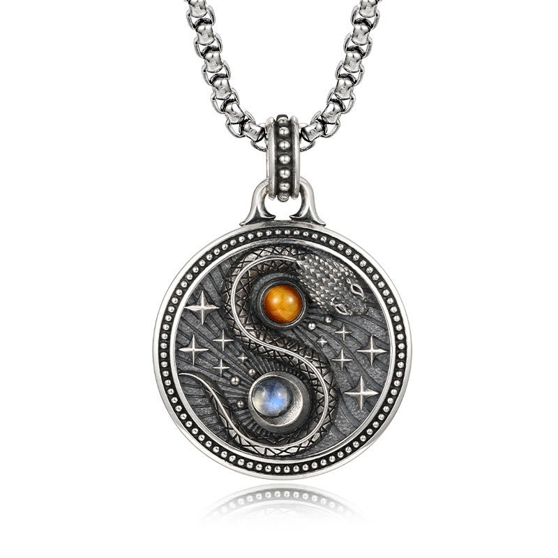 Buddha Stones Snack Yin Yang Symbol Copper Wealth Necklace Pendant