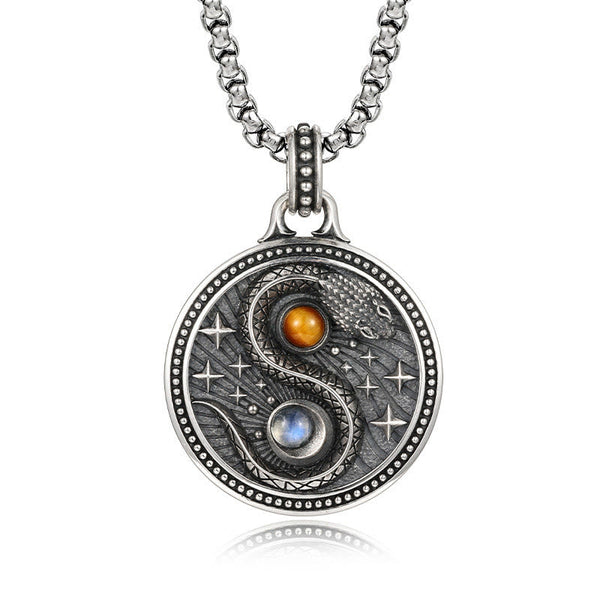 Buddha Stones Snack Yin Yang Symbol Copper Wealth Necklace Pendant