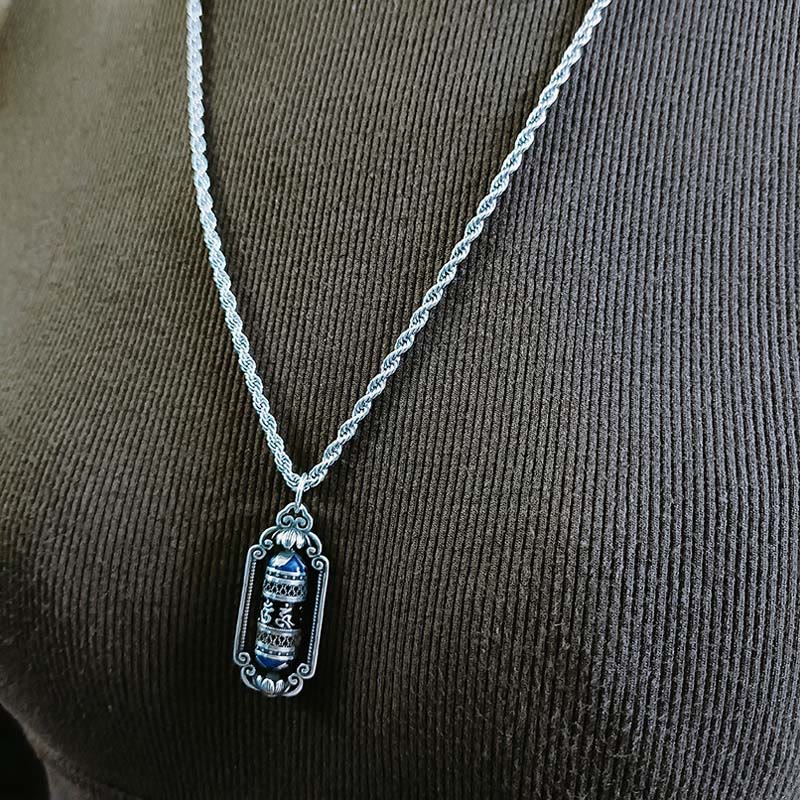 Buddha Stones Vintage Om Mani Padme Hum Prayer Wheel Copper Luck Pendant