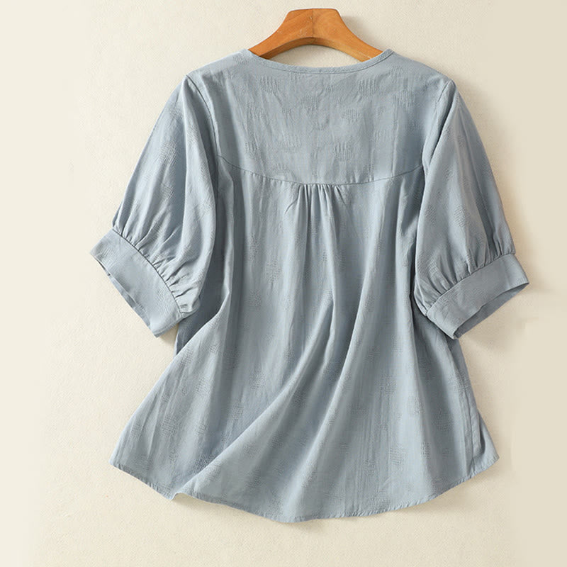 Buddha Stones 2pcs Plain Women's Short Sleeve Shirt Harem Pants Meditation Clothing Set