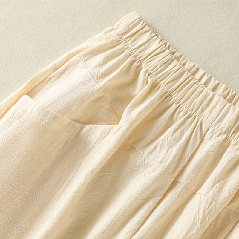 Buddha Stones 2pcs Plain Women's Short Sleeve Shirt Harem Pants Meditation Clothing Set