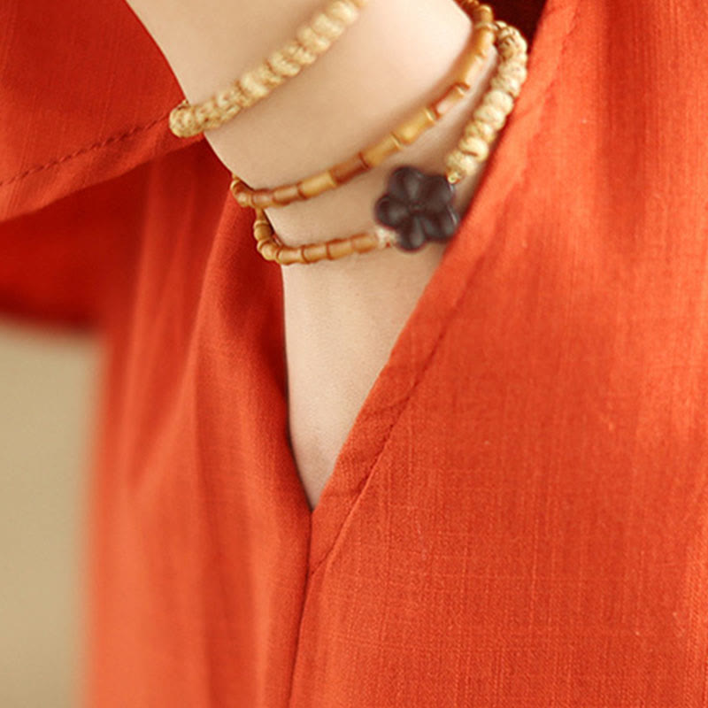 Buddha Stones 2pcs Casual Women's Stand Collar Shirt Loose Pants Meditation Clothing Set