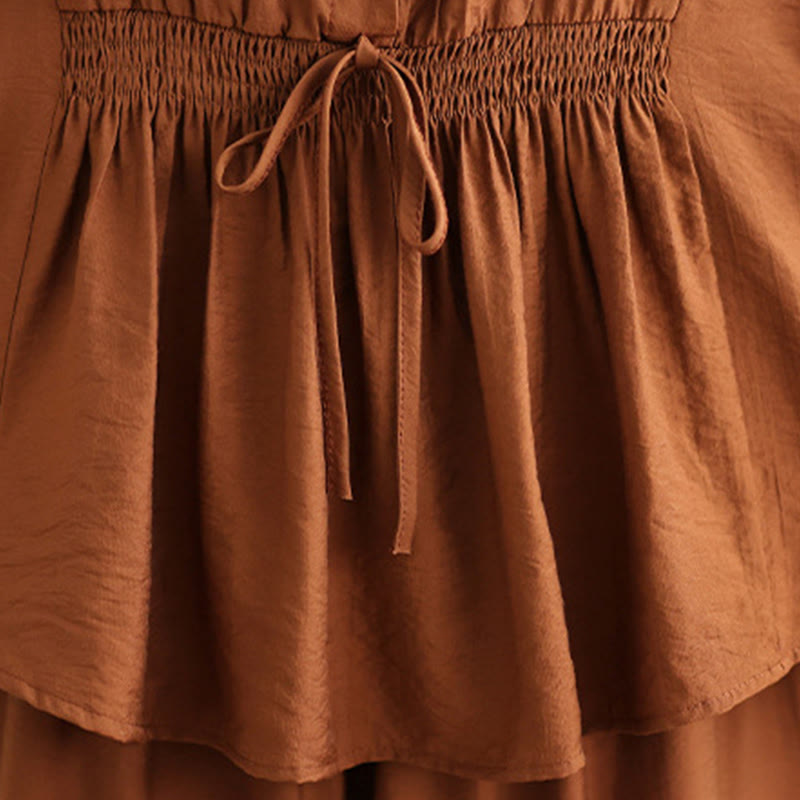 Buddha Stones 2pcs Casual Women's Stand Collar Shirt Loose Pants Meditation Clothing Set