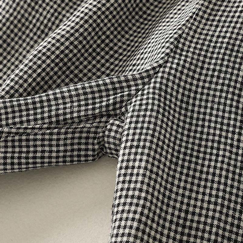 Buddha Stones Plaid Pattern Drawstring Women's Cotton Linen Harem Pants With Pockets