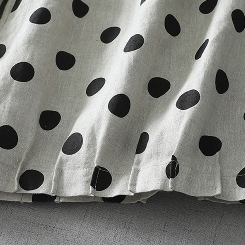 Buddha Stones Polka Dot Floral Pattern Pattern Women's Cotton Linen Harem Pants With Pockets