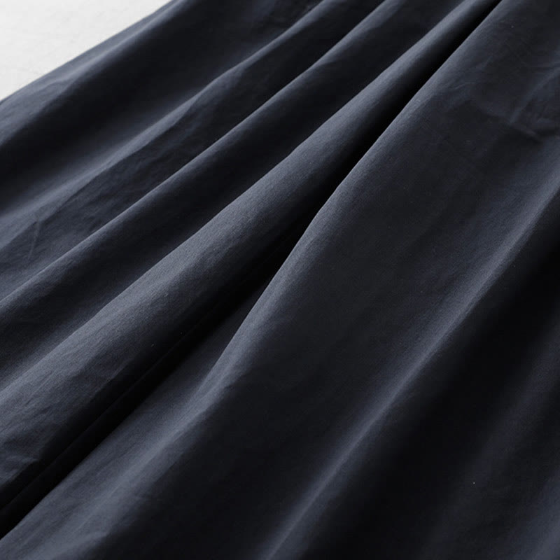 Buddha Stones Casual Plain High Waist Women's Polyester 7-8 Length Wide Leg Pants With Pockets